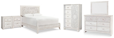 Paxberry Queen Panel Bed, Dresser, Mirror, Chest and 2 Nightstands