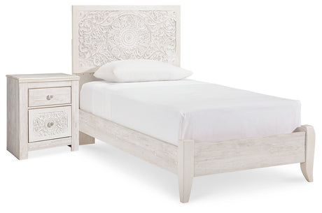 Paxberry Twin Panel Bed and Nightstand (Bed Size: Twin)