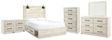 Cambeck Panel Bed with Storage, Dresser, Mirror, Chest and 2 Nightstands (Bed Size: Queen)