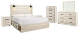 Cambeck King Panel Bed with Storage, Dresser, Mirror, Chest and 2 Nightstands (Bed Size: King)