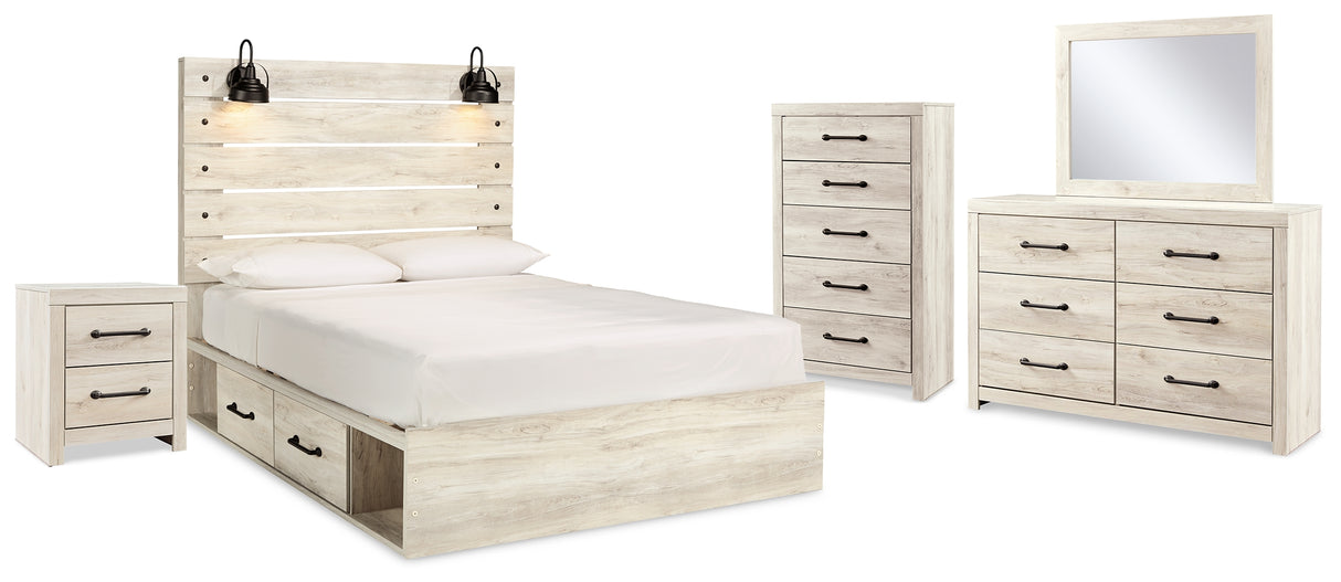 Cambeck Queen Panel Bed with Storage, Dresser, Mirror, Chest and Nightstand