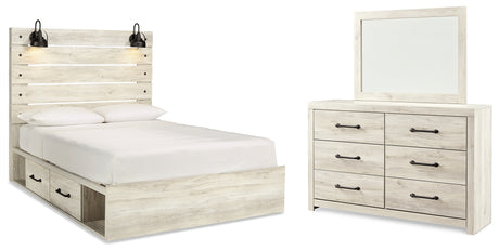 Cambeck Panel Bed with Storage, Dresser and Mirror (Bed Size: Queen)