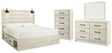 Cambeck King Panel Bed with Storage, Dresser, Mirror and Chest