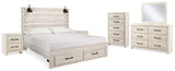 Cambeck King Panel Storage Bed, Dresser, Mirror, Chest and 2 Nightstands (Bed Size: King)