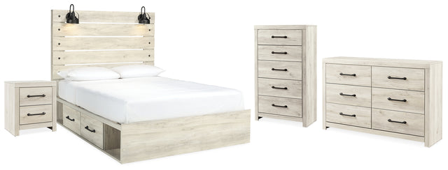 Cambeck Queen Panel Bed with Storage, Dresser, Chest and Nightstand