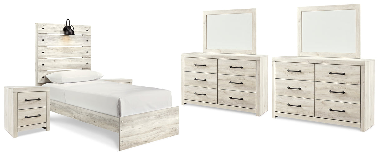 Cambeck Twin Panel Bed, 2 Dressers, 2 Mirrors and 2 Nightstands