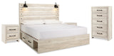 Cambeck King Panel Bed with Storage, Chest and 2 Nightstands