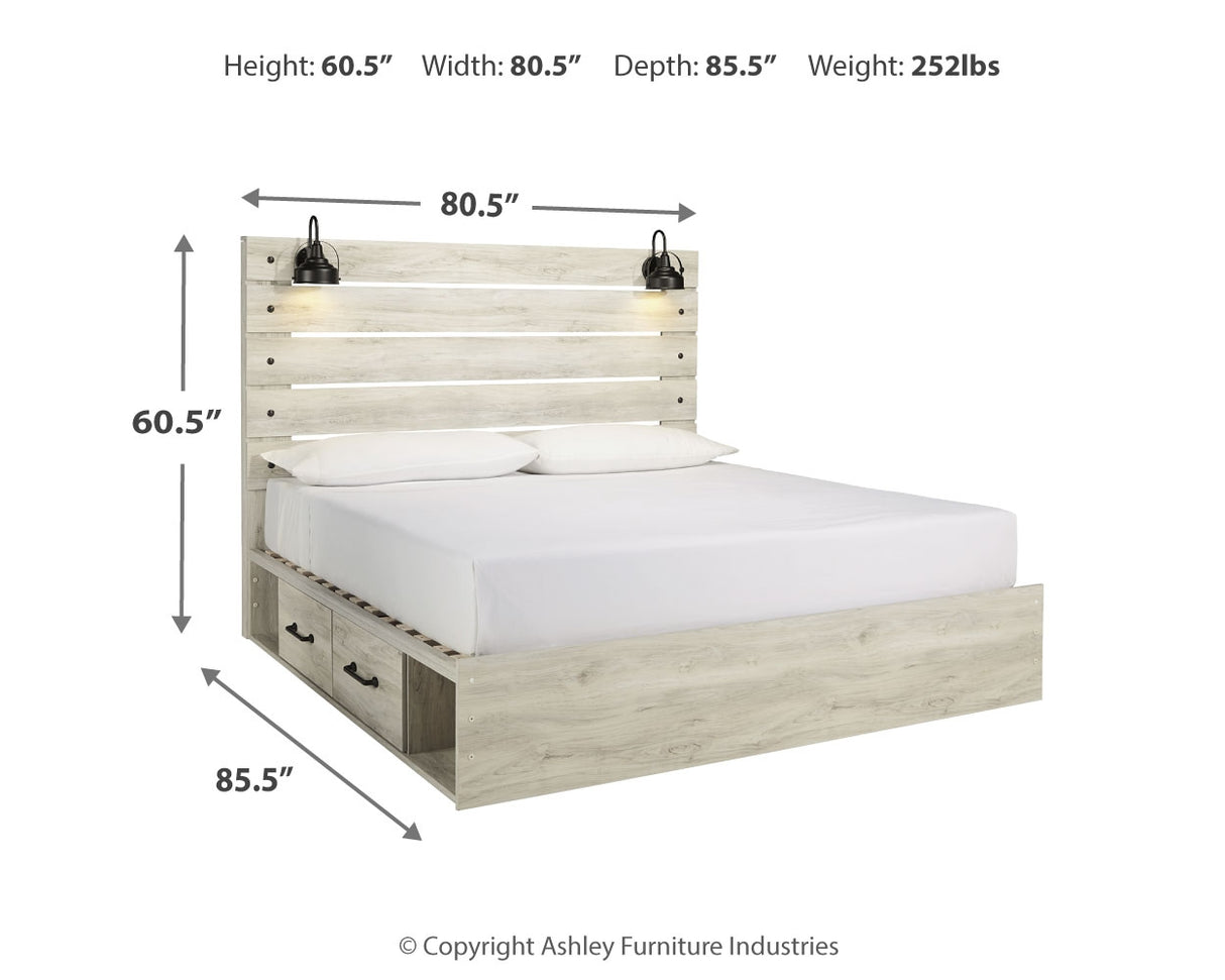 Cambeck King Panel Bed with Storage, Dresser, Mirror and Nightstand (Bed Size: King)