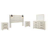 Cambeck 5-Piece King Panel Headboard with Mirrored Dresser and 2 Nightstands (King Panel Headboard, Dresser, Bedroom Mirror, Nightstand, Nightstand)