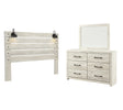 Cambeck 3-Piece King Panel Headboard with Mirrored Dresser (King Panel Headboard, Dresser, Bedroom Mirror)