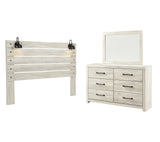 Cambeck 3-Piece King Panel Headboard with Mirrored Dresser (King Panel Headboard, Dresser, Bedroom Mirror)