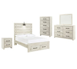 Cambeck 7-Piece Full Panel Bed with 2 Storage Drawers with Mirrored Dresser, Chest and Nightstand (Chest of Drawers, Nightstand, Full Storage Footboard, Full Panel Rails, Full Panel Headboard, Dresser, Bedroom Mirror)
