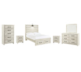 Cambeck 8-Piece Full Panel Bed with 2 Storage Drawers with Mirrored Dresser, Chest and 2 Nightstands (Chest of Drawers, Nightstand, Nightstand, Dresser, Bedroom Mirror, Full Storage Footboard, Full Panel Rails, Full Panel Headboard)