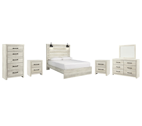 Cambeck 8-Piece Queen Panel Bed with Mirrored Dresser, Chest and 2 Nightstands (Chest of Drawers, Dresser, Bedroom Mirror, Nightstand, Nightstand, Queen Panel Footboard, Queen Panel Headboard, Queen Panel Rails)