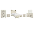 Cambeck 8-Piece Queen Panel Bed with 2 Storage Drawers with Mirrored Dresser, Chest and 2 Nightstands (Chest of Drawers, Dresser, Bedroom Mirror, Queen Storage Footboard, Queen Panel Headboard, Queen Panel Rails, Nightstand, Nightstand)