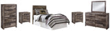 Derekson 6-Piece Twin Panel Headboard with Mirrored Dresser, Chest and 2 Nightstands (Twin Panel Headboard, Dresser, Bedroom Mirror, Chest of Drawers, Nightstand, Nightstand)