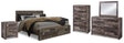 Derekson King Panel Storage Bed, Dresser, Mirror, Chest and Nightstand