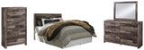 Derekson 4-Piece Queen/Full Panel Headboard with Mirrored Dresser and Chest (Queen Panel Headboard, Dresser, Bedroom Mirror, Chest of Drawers)