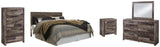 Derekson 5-Piece King Panel Headboard with Mirrored Dresser, Chest and Nightstand (King Panel Headboard, Dresser, Bedroom Mirror, Chest of Drawers, Nightstand)