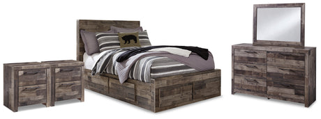 Derekson Panel Storage Bed, Dresser, Mirror and 2 Nightstands (Bed Size: Full)