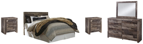 Derekson 5-Piece Queen/Full Panel Headboard with Mirrored Dresser and 2 Nightstands (Queen Panel Headboard, Dresser, Bedroom Mirror, Nightstand, Nightstand)