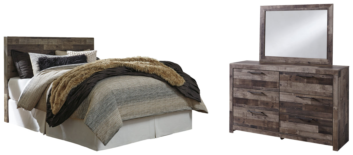 Derekson 3-Piece Queen/Full Panel Headboard with Mirrored Dresser (Queen Panel Headboard, Dresser, Bedroom Mirror)