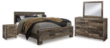 Derekson King Panel Bed, Dresser, Mirror and Nightstand (Bed Size: King)
