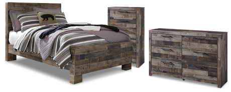 Derekson Full Panel Bed, Dresser and Chest