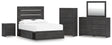 Hollivern 7-Piece Full Panel Bed with Storage with Mirrored Dresser, Chest and Nightstand (Platform Full Roll Slats, Twin/Full Side Storage with Rail, Full Panel Headboard/Footboard, Dresser, Bedroom Mirror, Chest of Drawers, Nightstand)