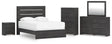 Hollivern 6-Piece Queen Panel Bed with Mirrored Dresser, Chest and Nightstand (Queen Panel Headboard/Footboard, Queen Panel Rails, Dresser, Bedroom Mirror, Chest of Drawers, Nightstand)