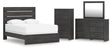 Hollivern 5-Piece Queen Panel Bed with Mirrored Dresser and Chest (Queen Panel Headboard/Footboard, Queen Panel Rails, Dresser, Bedroom Mirror, Chest of Drawers)
