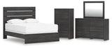 Hollivern 5-Piece Queen Panel Bed with Mirrored Dresser and Chest (Queen Panel Headboard/Footboard, Queen Panel Rails, Dresser, Bedroom Mirror, Chest of Drawers)