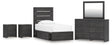 Hollivern 8-Piece Twin Panel Bed with Storage with Mirrored Dresser and 2 Nightstands (Platform Twin Roll Slats, Twin/Full Under Bed Storage, Twin/Full Under Bed Storage, Twin Panel Headboard/Footboard, Dresser, Bedroom Mirror, Nightstand, Nightstand)