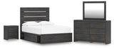 Hollivern 7-Piece Full Panel Bed with Storage with Mirrored Dresser and Nightstand (Platform Full Roll Slats, Twin/Full Under Bed Storage, Twin/Full Under Bed Storage, Full Panel Headboard/Footboard, Dresser, Bedroom Mirror, Nightstand)