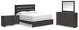 Hollivern 6-Piece King Panel Bed with Mirrored Dresser and 2 Nightstands (King Panel Headboard/Footboard, King Panel Rails, Dresser, Bedroom Mirror, Nightstand, Nightstand)