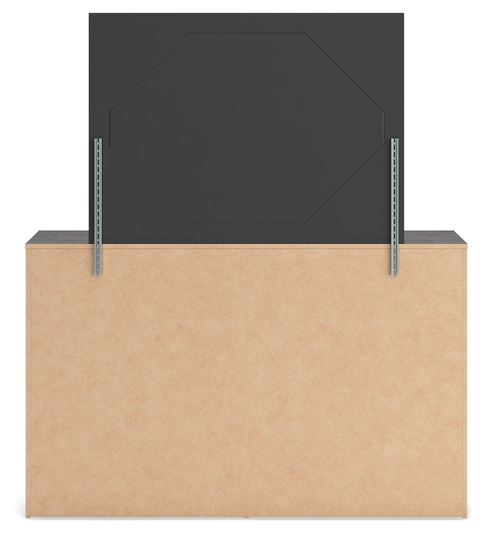 Hollivern 7-Piece Twin Panel Bed with Storage with Mirrored Dresser and Chest (Platform Twin Roll Slats, Twin/Full Under Bed Storage, Twin/Full Under Bed Storage, Twin Panel Headboard/Footboard, Dresser, Bedroom Mirror, Chest of Drawers)