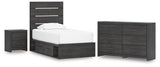 Hollivern 6-Piece Twin Panel Bed with Storage with Dresser and Nightstand (Platform Twin Roll Slats, Twin/Full Under Bed Storage, Twin/Full Under Bed Storage, Twin Panel Headboard/Footboard, Dresser, Nightstand)