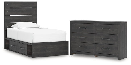 Hollivern 5-Piece Twin Panel Bed with Storage with Dresser (Platform Twin Roll Slats, Twin/Full Under Bed Storage, Twin/Full Under Bed Storage, Twin Panel Headboard/Footboard, Dresser)