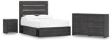 Hollivern 6-Piece Full Panel Bed with Storage with Dresser and Nightstand (Platform Full Roll Slats, Twin/Full Under Bed Storage, Twin/Full Under Bed Storage, Full Panel Headboard/Footboard, Dresser, Nightstand)