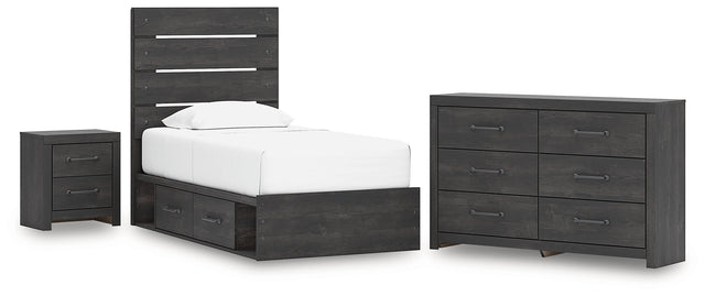 Hollivern 6-Piece Twin Panel Bed with Storage with Dresser and Nightstand (Platform Twin Roll Slats, Twin/Full Under Bed Storage, Twin/Full Under Bed Storage, Twin Panel Headboard/Footboard, Dresser, Nightstand)
