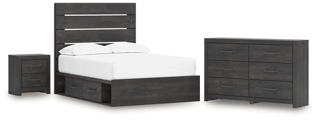 Hollivern 6-Piece Full Panel Bed with Storage with Dresser and Nightstand (Platform Full Roll Slats, Twin/Full Under Bed Storage, Twin/Full Under Bed Storage, Full Panel Headboard/Footboard, Dresser, Nightstand)