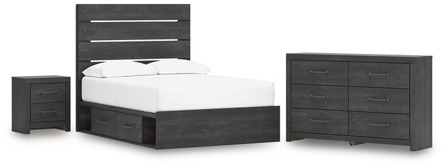 Hollivern 6-Piece Full Panel Bed with Storage with Dresser and Nightstand (Platform Full Roll Slats, Twin/Full Under Bed Storage, Twin/Full Under Bed Storage, Full Panel Headboard/Footboard, Dresser, Nightstand)