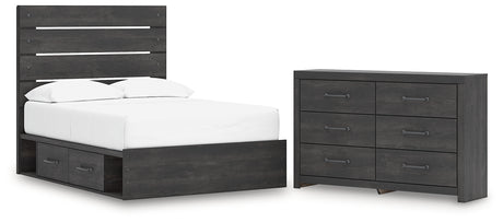 Hollivern 5-Piece Full Panel Bed with Storage with Dresser (Platform Full Roll Slats, Twin/Full Under Bed Storage, Twin/Full Under Bed Storage, Full Panel Headboard/Footboard, Dresser)