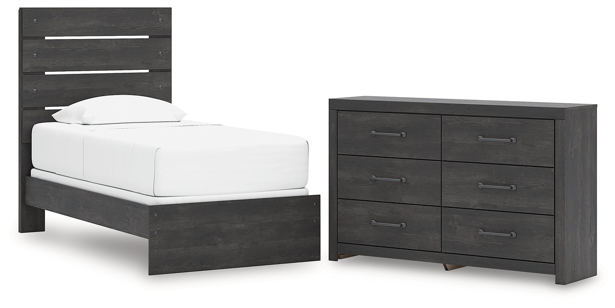 Hollivern 3-Piece Twin Panel Bed with Dresser (Twin Panel Headboard/Footboard, Twin Panel Rails, Dresser)