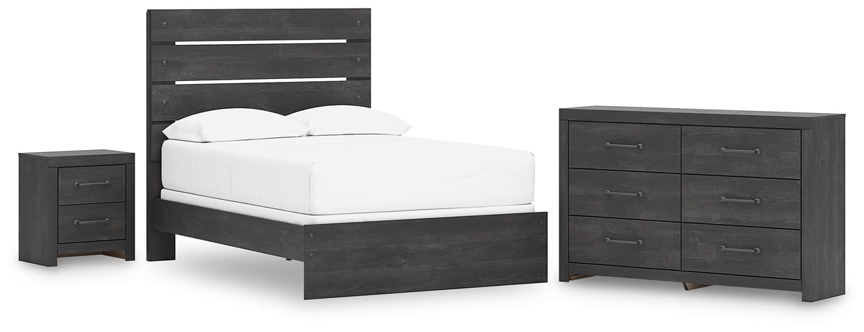Hollivern 4-Piece Full Panel Bed with Dresser and Nightstand (Full Panel Headboard/Footboard, Full Panel Rails, Dresser, Nightstand)