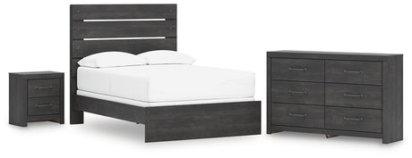 Hollivern 4-Piece Full Panel Bed with Dresser and Nightstand (Full Panel Headboard/Footboard, Full Panel Rails, Dresser, Nightstand)