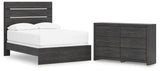 Hollivern 3-Piece Full Panel Bed with Dresser (Full Panel Headboard/Footboard, Full Panel Rails, Dresser)