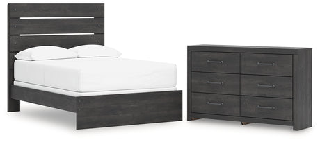 Hollivern 3-Piece Full Panel Bed with Dresser (Full Panel Headboard/Footboard, Full Panel Rails, Dresser)