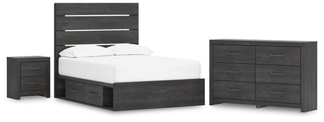Hollivern 5-Piece Full Panel Bed with Storage with Dresser and Nightstand (Platform Full Roll Slats, Twin/Full Side Storage with Rail, Full Panel Headboard/Footboard, Dresser, Nightstand)