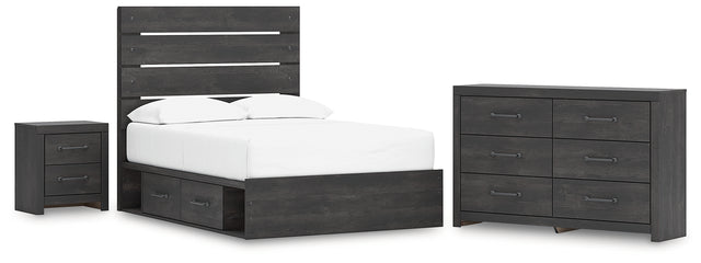 Hollivern 5-Piece Full Panel Bed with Storage with Dresser and Nightstand (Platform Full Roll Slats, Twin/Full Side Storage with Rail, Full Panel Headboard/Footboard, Dresser, Nightstand)